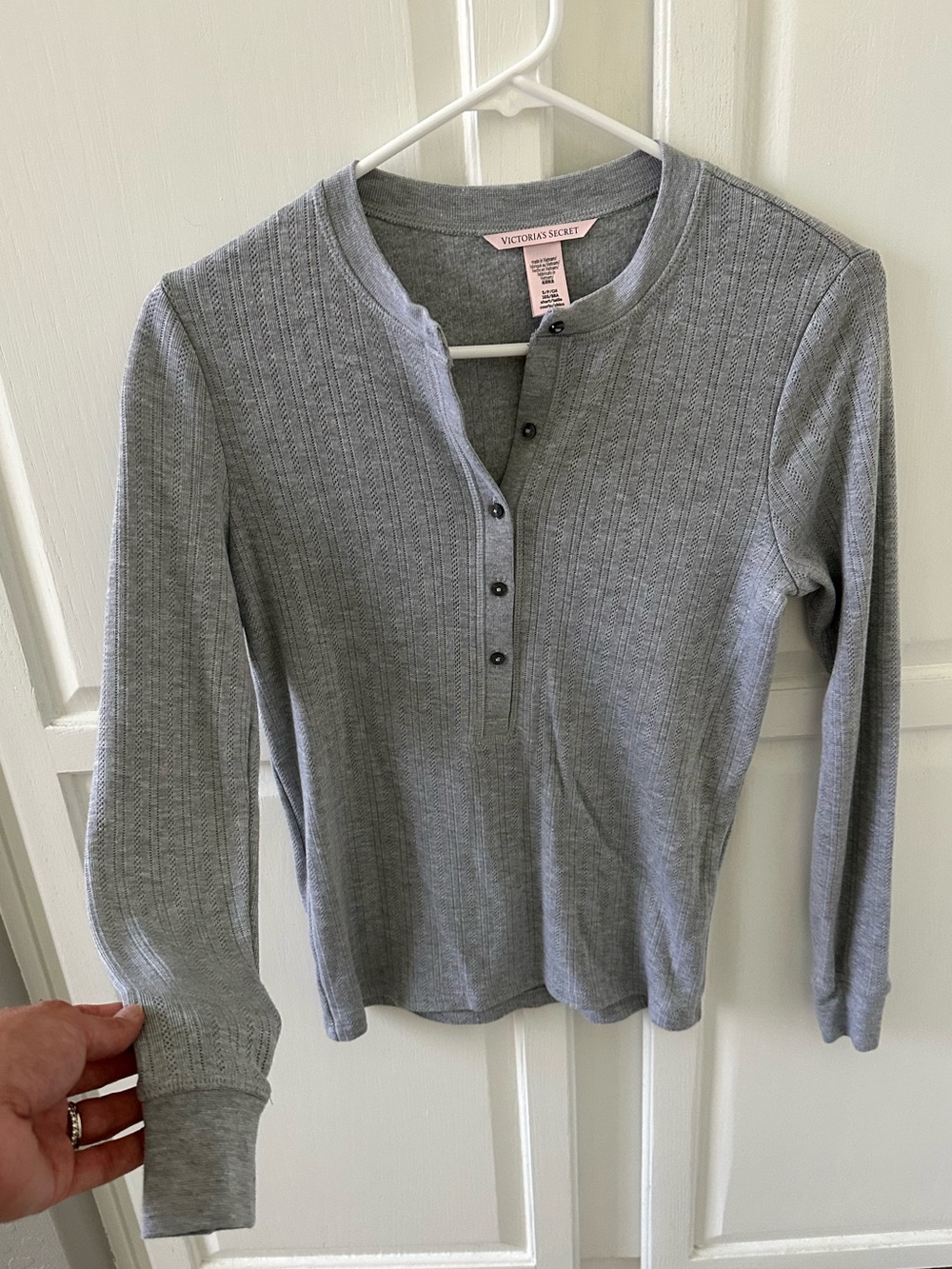 Victoria's Secret Long-Sleeve Henley Top - Gray